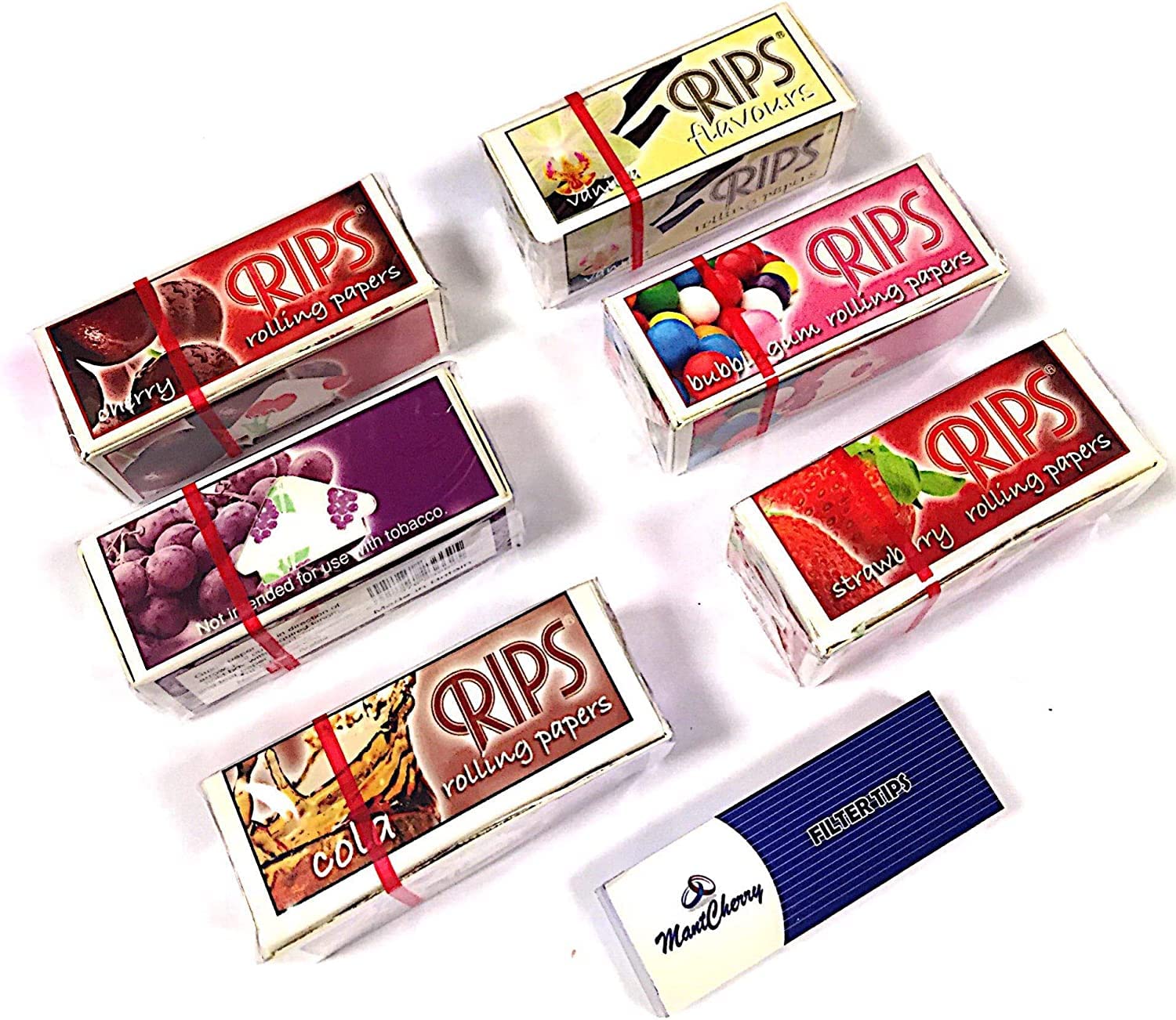 MONTCHERRY Brand Tips & RIPS Flavored Rolling Paper in Assorted Flavors - 12 Rolls Combo by Trendz