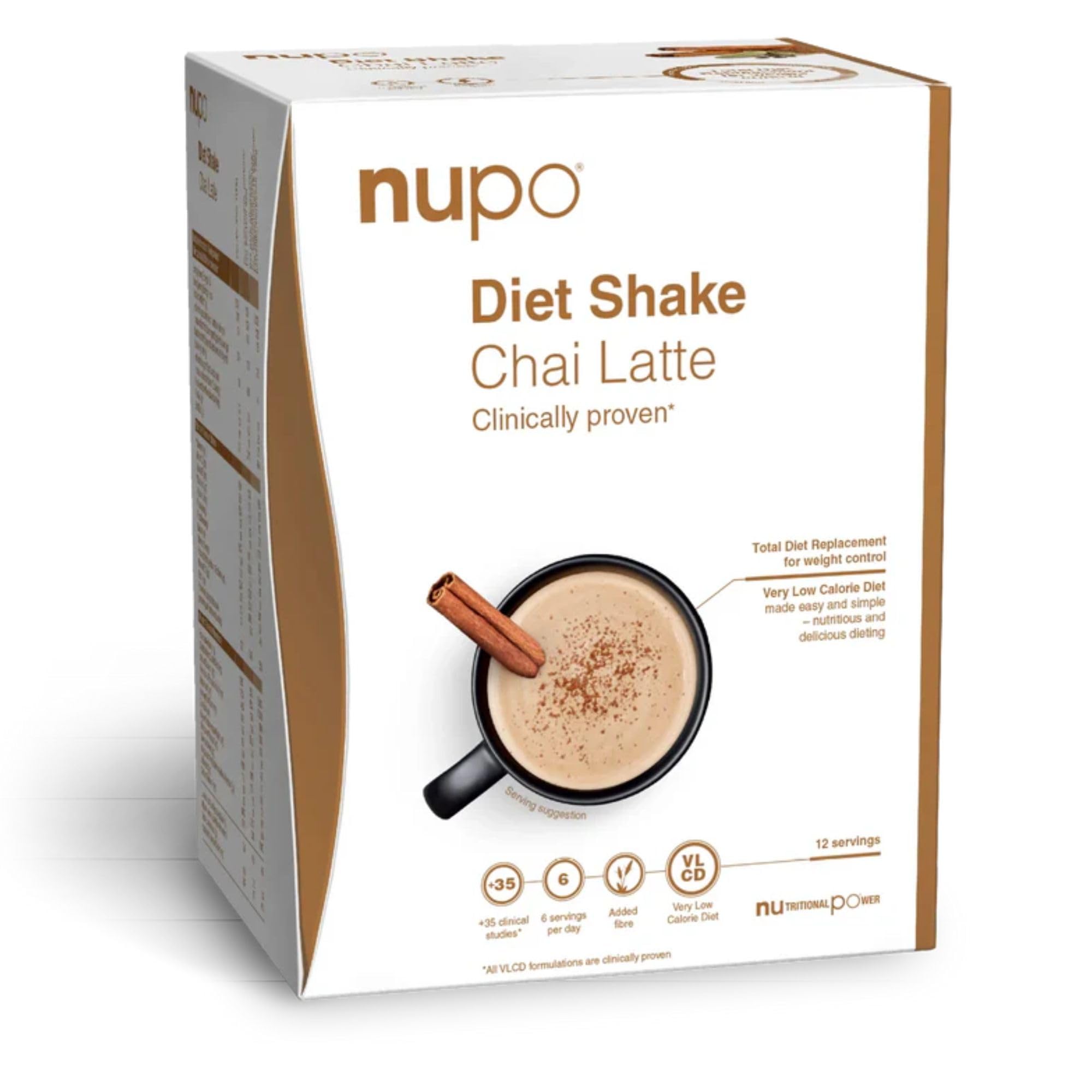 NUPO Diet Shake Chai Latte – Premium diet shakes for weight management I Clinically proved meal replacement shake for weight control I 12 Servings I Very Low-Calorie Diet, GMO Free — image 1
