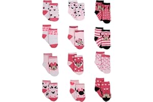 Disney Baby Girls Socks - 12 Pack Soft Newborn Baby Socks with Disney Character Prints - Cute Newborn and Infant Socks, 0-24M