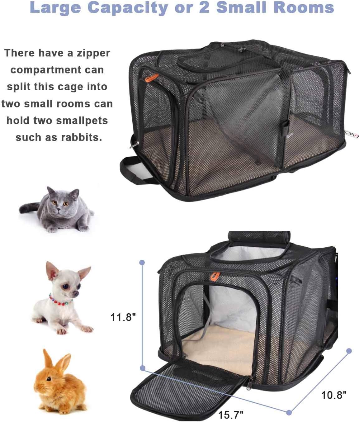 SMONT Collapsible Soft Sides Pet Crate for Medium Cats Small Dogs