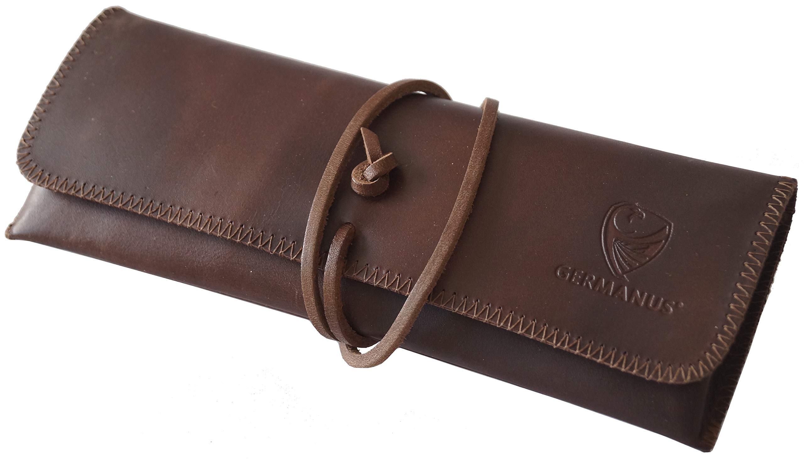 GERMANUS Leather Pencil Case Strap - Made in EU (Dark Brown)