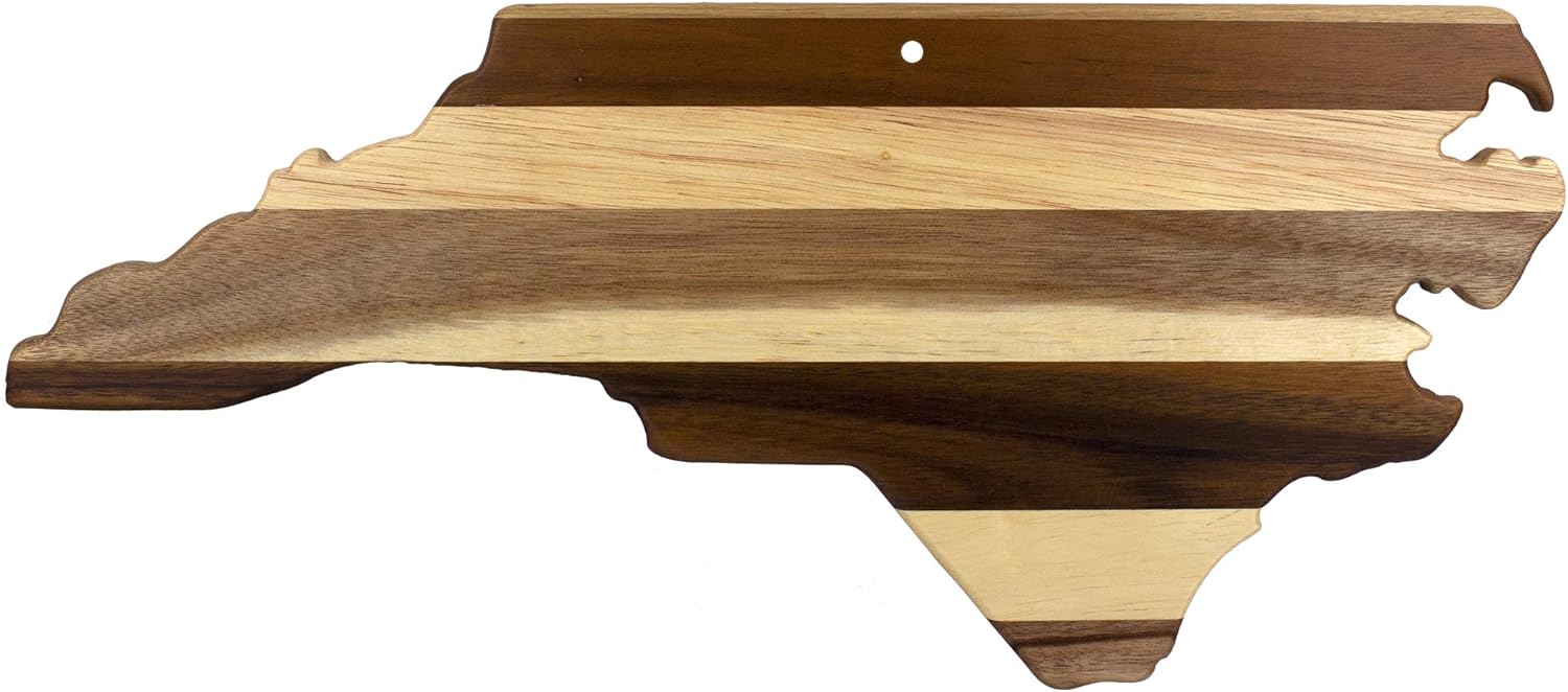 Totally Bamboo Rock & Branch Series Shiplap North Carolina State Shaped Wood Serving and Cutting Board | Great for Wall Art