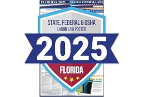 COMPLIANCE AUDIT CENTER 2025 Florida State and Federal Labor Law Poster - OSHA Workplace Compliant - Mandatory Regulations Posting for Employees - Required Compliance Posting 16" x 40" Laminated (English)
