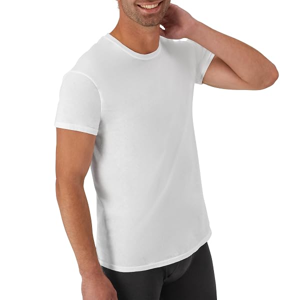 HANES MENS UNDERSHIRT PACKS, STAY-TUCKED SOFT COTTON BEST FOR MEN, WHITE/BLACK/ASSTD MULTIPACKS BASE LAYER, WHITE – 6 PACK, X-LARGE US