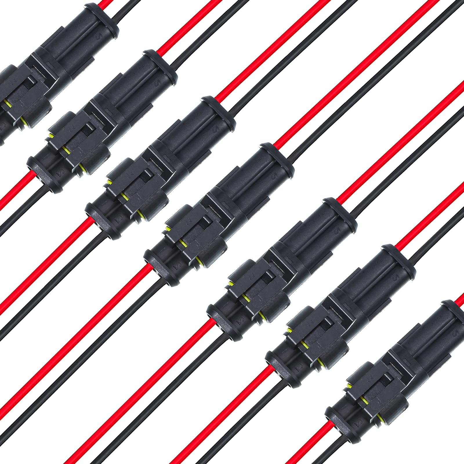 Photo 1 of 10 Sets 2 Wire Connectors Quick Connect, 2 Wire Connector 10 14 18 22awg, Waterproof Pin Wires Plug Connectors for Cars Truck Boat Motorcycles