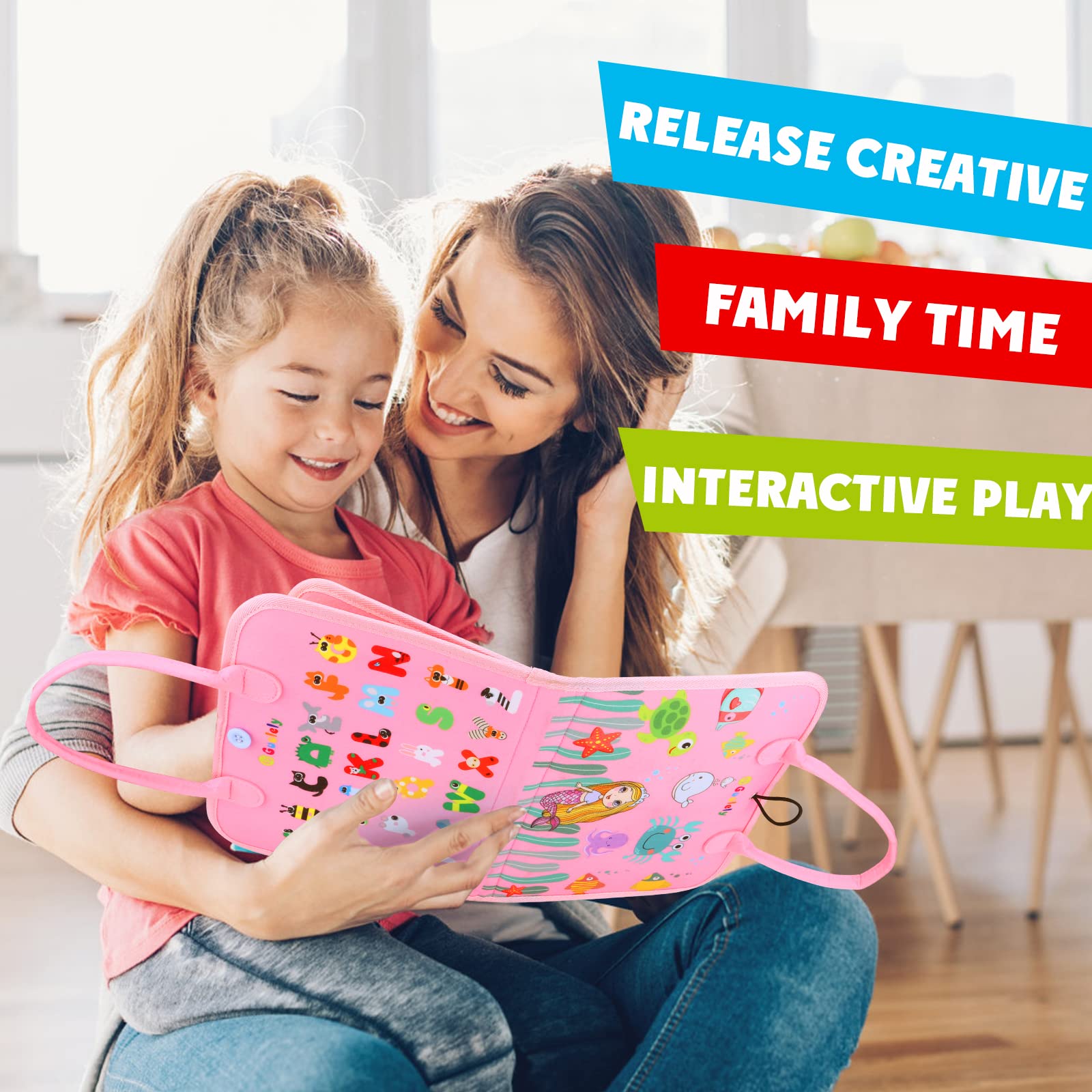 Guolely Busy Board Montessori Toy for 3-6 Year Old Toddlers - Educational Activity Developing Sensory Board for Basic Dress Fine Motor Skills - Travel Toys for Plane Car, Gift for Boys Girls