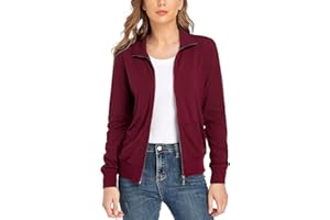 andy & natalie Women's Stand Collar Zip up Long Sleeve Jacket with Pockets Running Sweatshirts Jackets