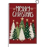 Christmas Decorations -Merry Christmas Garden Flag 12x18 Inch Double Sided Christmas Tree Winter Holiday Yard Outdoor Decorative Flag