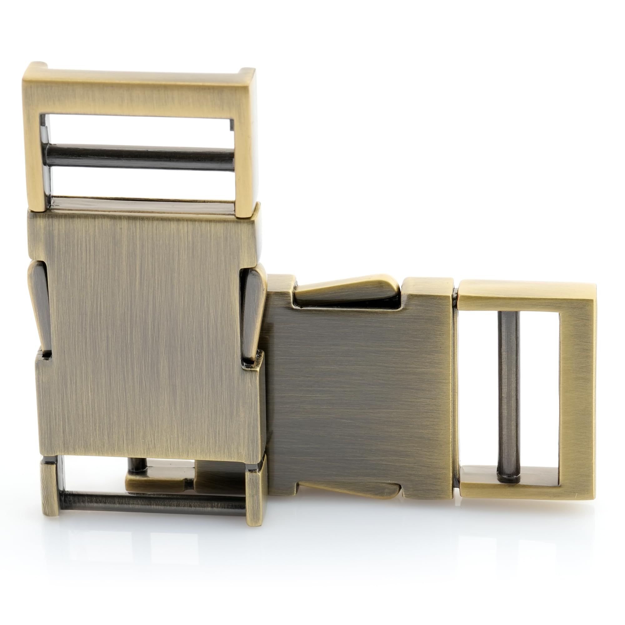 CRAFTMEMORE Metal Quick Side Release Buckle Quality Webbing Bag Clip Flat Lock Belt Strap Backpacks Collar Pack of 1 Buckle (1-1/2 inch, Brushed Brass)