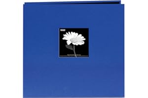 PIONEER PHOTO ALBUMS Pioneer 8 Inch by 8 Inch Postbound Fabric Frame Cover Memory Book, Cobalt Blue