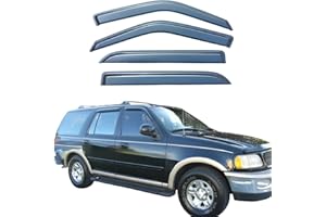 LIKDIKDIK Tape On Window Visors Rain Guards Compatible with Ford Expedition/Lincoln Navigator 1997-2017, Side Window Wind Deflectors Vent Visors Shade,Truck Accessories-4pcs