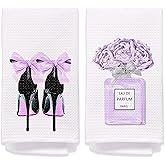 Purple Bathroom Accessories Decor Violet Hand Towels for Bathroom Decorative Towels for Washroom Bath Towels Set of 2 Purple Bow Decor Hand Towels Decor for Washroom Dish Cloths Towels