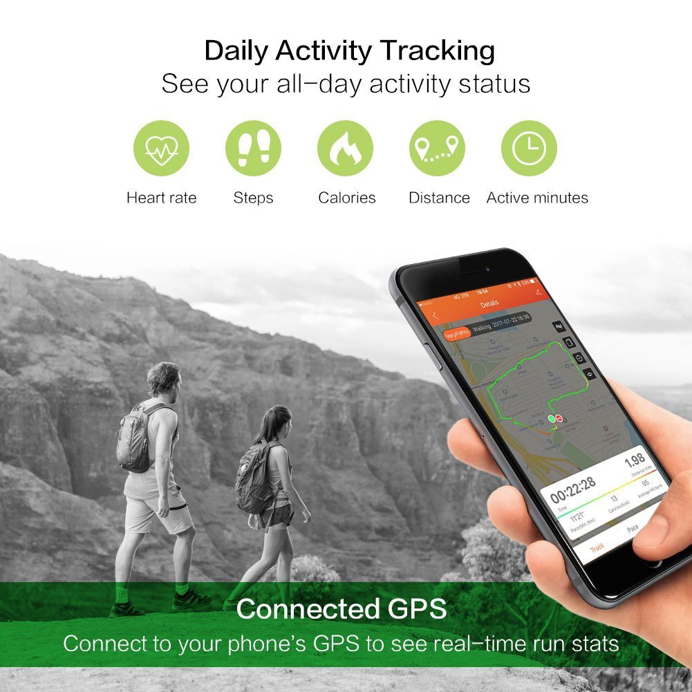 SportyPal Waterproof Fitness Tracker, Activity Tracker Heart Rate Monitor, Sleep Monitor, Step Counter, Calorie Counter, Pedometer Watch for Kids Women Men (Black)