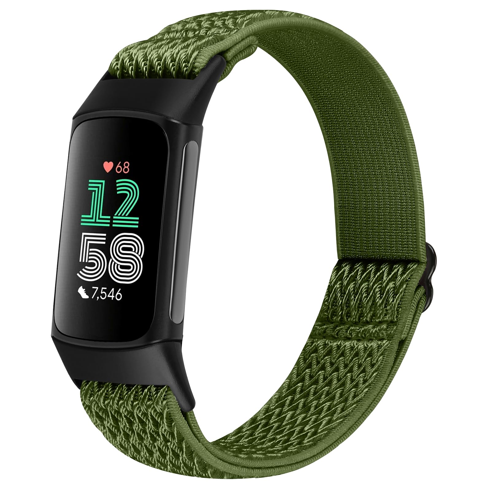 TumCez Elastic Nylon Strap Compatible with Fitbit Charge 6/5, Adjustable Stretchy Band Fabric Wristband Replacement for Women/Men