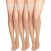 Boao Women Thigh High Stockings Anti-skid Silicone Lace Stockings Silk Stocking Tights for Women and Girls Supplies