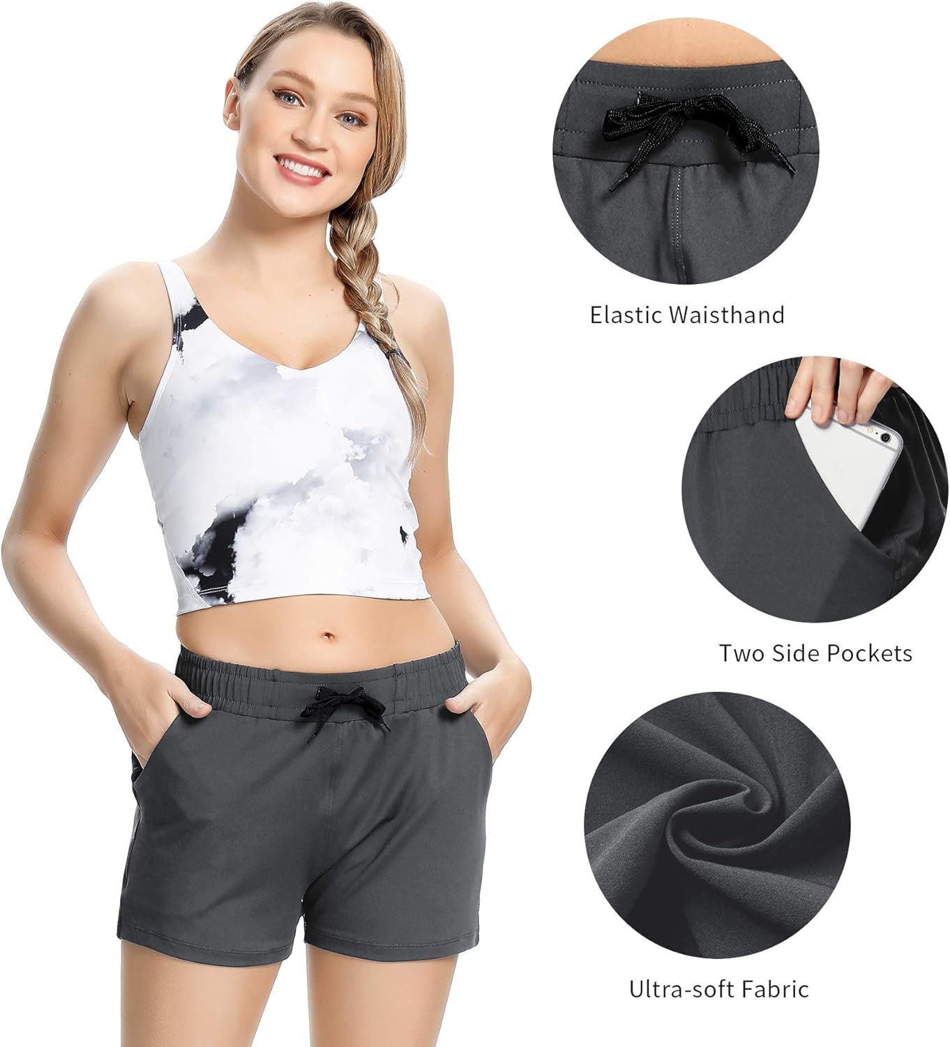 Mesily Women's Workout Hiking Shorts Elastic Waist Workout Travel Active Shorts: Clothing