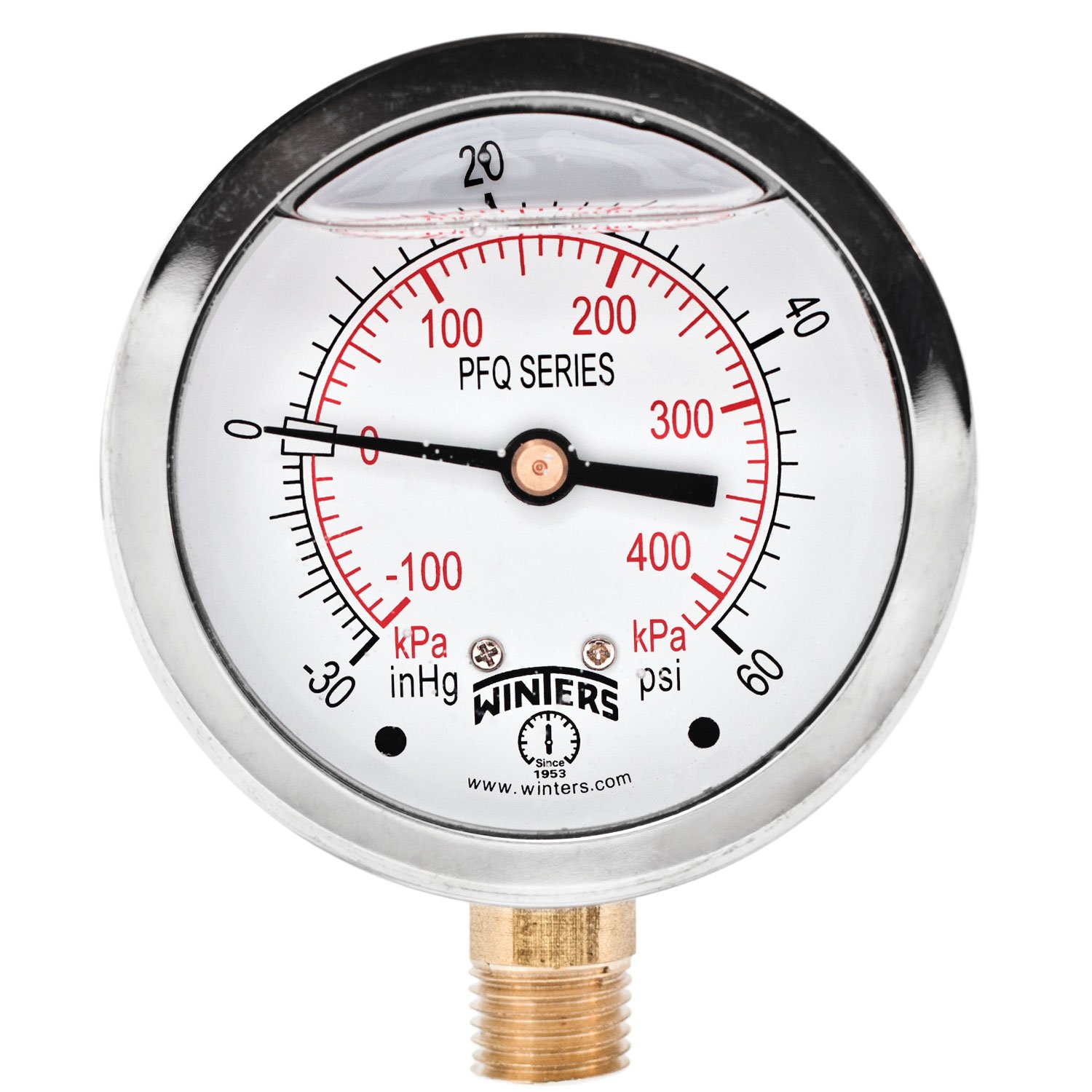 Winters PFQ Series Stainless Steel 304 Dual Scale Liquid Filled