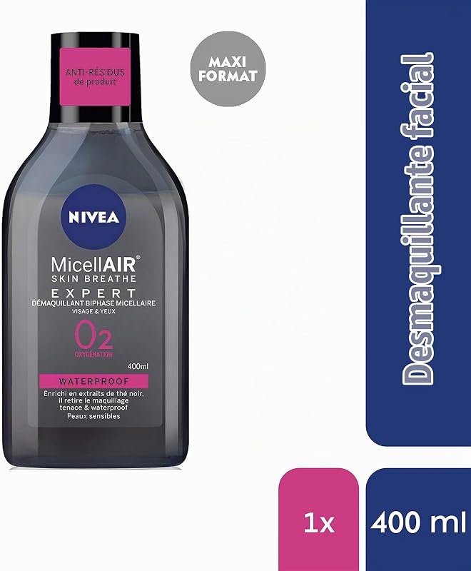 - Agua Micelar Impermeable - Cara, Ojos, Labios - Limpia Los Poros y Desmaquillar - Suave Para Las Pestañas - Micelas, Aminoácidos & Extractos De Té Negro - Vegano - Todo Tipo De Piel