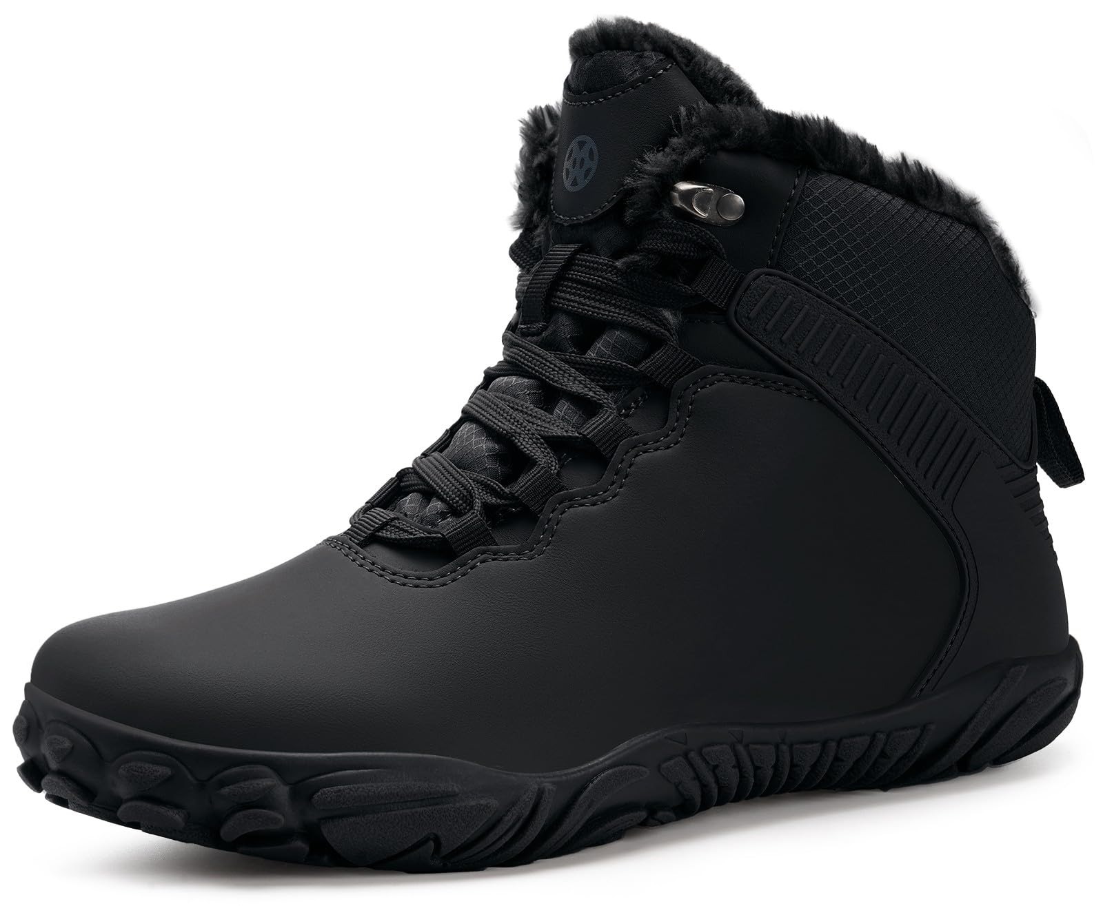 Photo 1 of Eagsouni Wide Minimalist Barefoot Boots with Arch Support Snow Winter Boots Comfy Waterproof Hiking Boots Anti-Slip Fur Lined Ankle Booties Zero Drop,Black,8 Wide Women/7 Wide Men, EU 39
