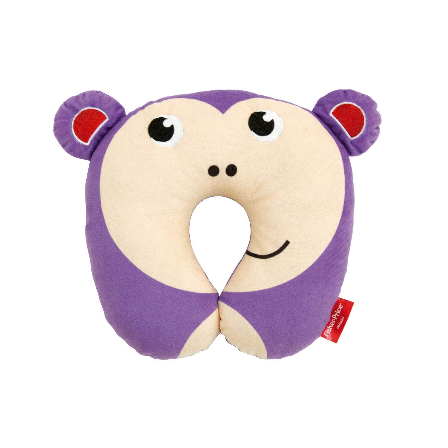 ARDITEX Fisher-Price Coussin De Nuque Singe En Polyester 27X27X6Cm Travel Pillow, 27 cm, Purple (Violet)