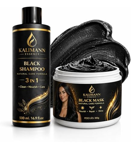 Kalimann Essence Shampoo Tonalizante Preto 3 em 1, Fórmula Natural