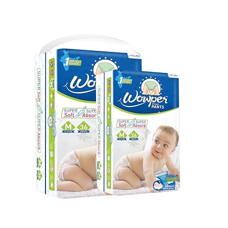 Wowper Fresh Pants Diapers Medium 36 Pieces (Pack of 2)