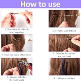 TSKDKIT 60 Pieces Coloured Synthetic Hair Extensions Feathers Micro Ring Kit view 4
