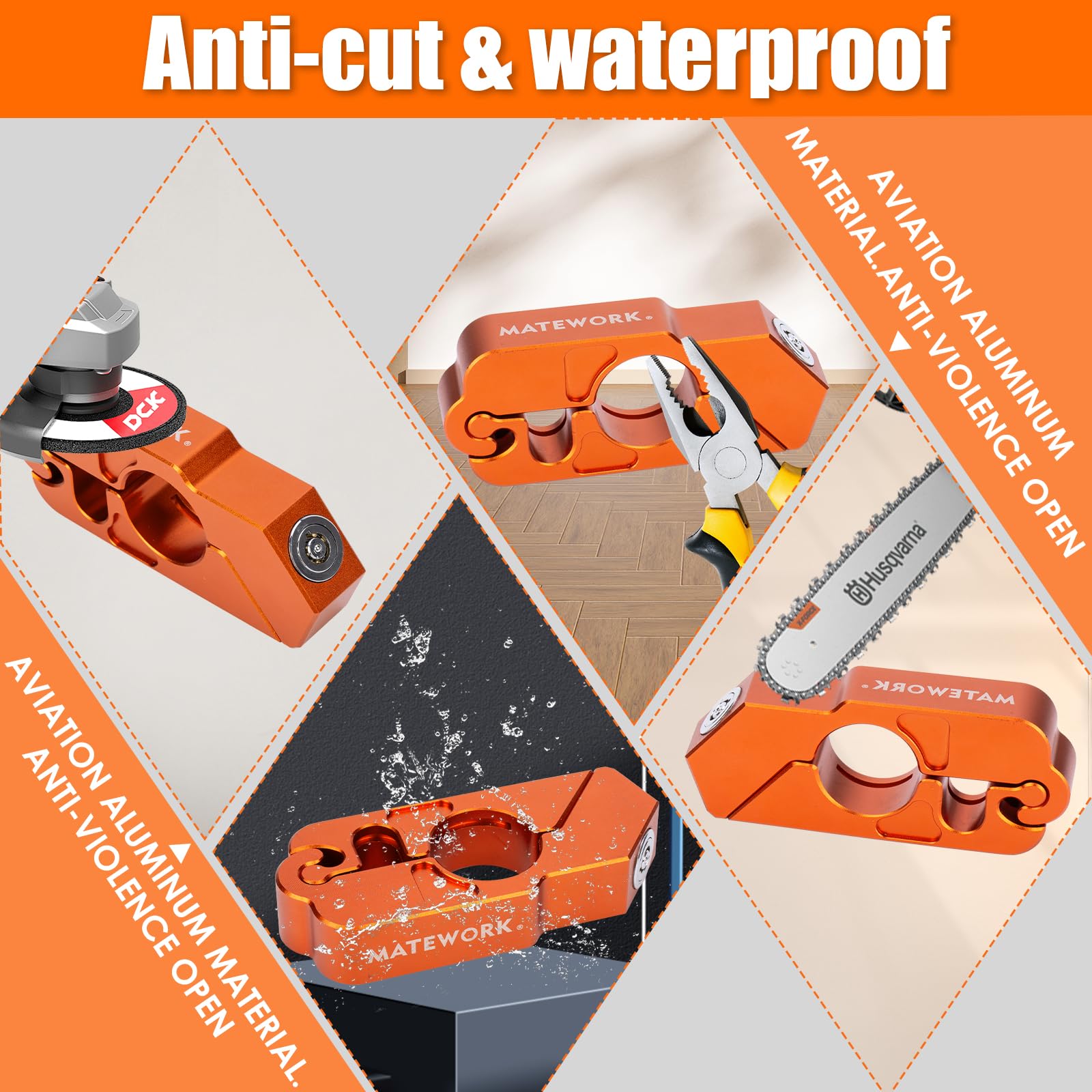 Motorcycle Lock Anti Theft Heavy Duty, Motorcycle Handlebar & Brake Lock with Helmet Lock, Bike Lock, Universal for All Bike Motorcycle Orange