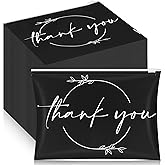 Ireer 100 Pcs Thank You Gift Makeup Bags EVA Clear Cosmetic Bag with Zipper Mini Makeup Thank You Toiletry Cosmetics Bulk Gifts for Women Birthday Daughter Sister(Black)