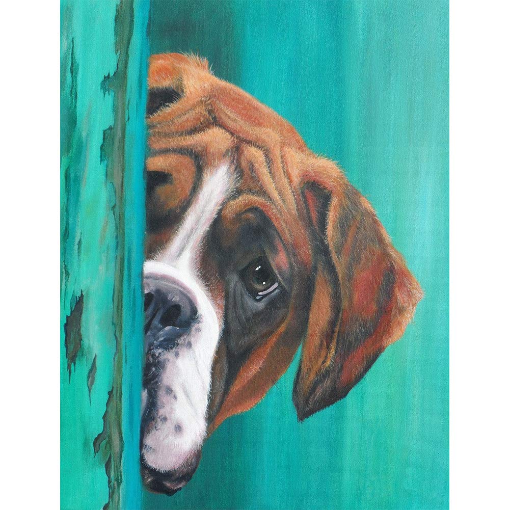 WOWDECOR 5D Diamond Painting Kits, Lovely Boxer Dog Animals Full Drill DIY Diamond Art Cross Stitch Paint by Numbers