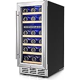 Antarctic Star Wine Fridge,15 Inch Wine Cooler Refrigerator Under Counter(41-68°F),28 Bottles Built-in Dual Zone &Freestanding Wine Refrigerator with Stainless Steel & Double-Layer Tempered Glass Door on Fridge.com