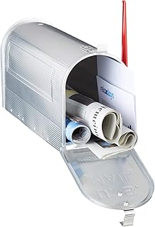 Relaxdays Amerikanischer Briefkasten, Aluminium, Original US Mailbox, Fahne, Nostalgie, HxBxT: 22 x 16,5 x 48 cm, silber