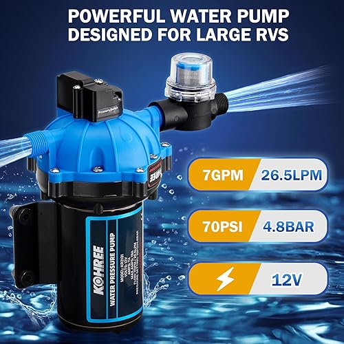 RV Water Pup, 12V DC Fresh Water Pup, 7GP 70PSI Five Chaber Self