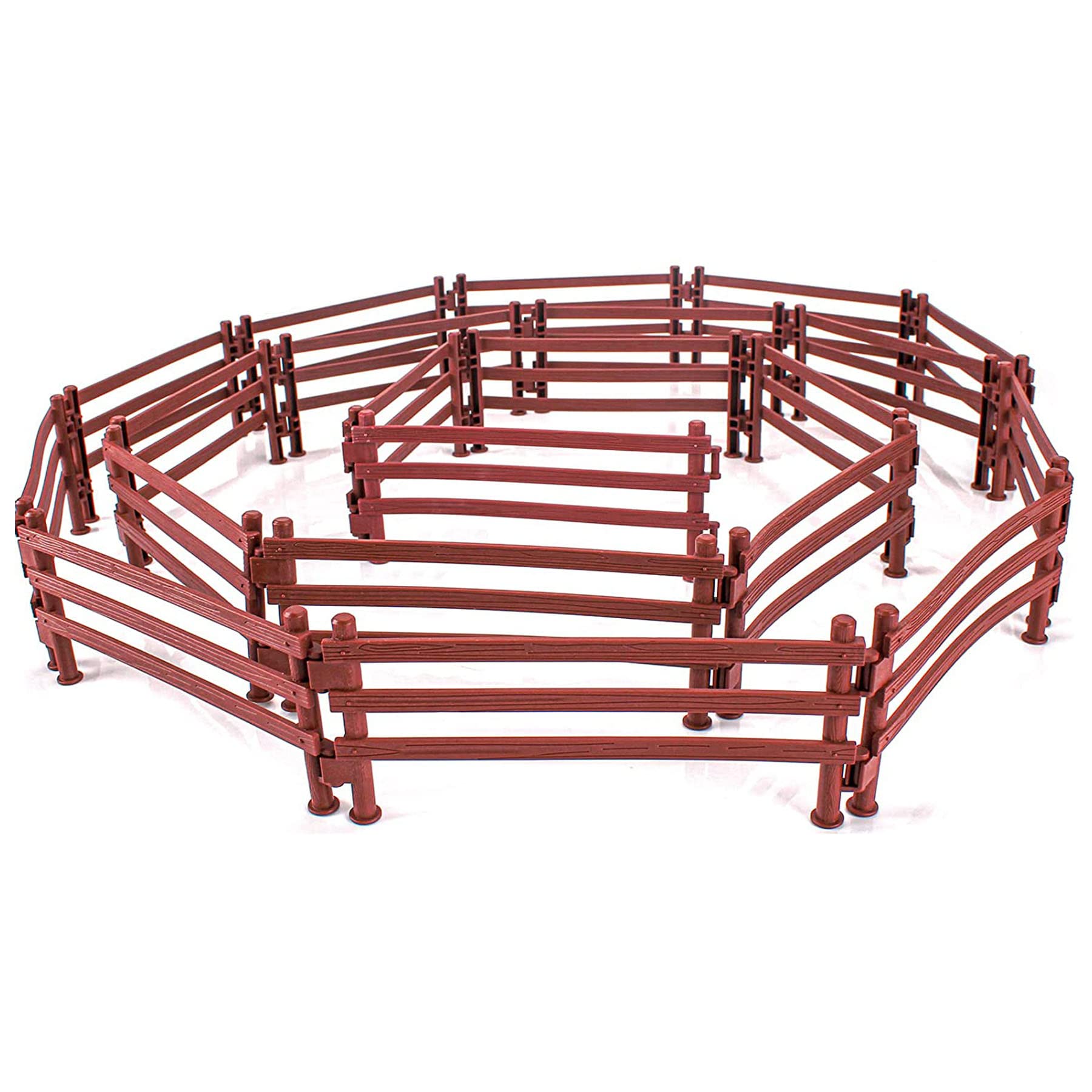 YeahBoom Horse Fence Toy, 40pcs Miniature Toy Furnishing, Red-brown Plastic, Educational Gift for Barn Paddock Horse Stable Farm Animal — image 1
