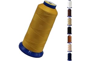 PESTOR Bonded Nylon Thread for Sewing Leather,Upholstery,Jeans and Wig; #69 T70 Size 210D/3 1400 Yards (Yellow)
