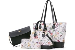 BAGSURE 4PCS Women Fashion Handbags Purses Wallet Shoulder Bags Casual Tote Bag Crossbody Bags, Handbag Set Gift for Ladies Girls