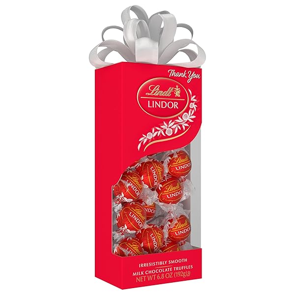LINDT LINDOR MILK CHOCOLATE CANDY TRUFFLES TRADITIONS GIFT BOX, MILK CHOCOLATE CANDY WITH SMOOTH, MELTING TRUFFLE CENTER, 6.8 OZ.