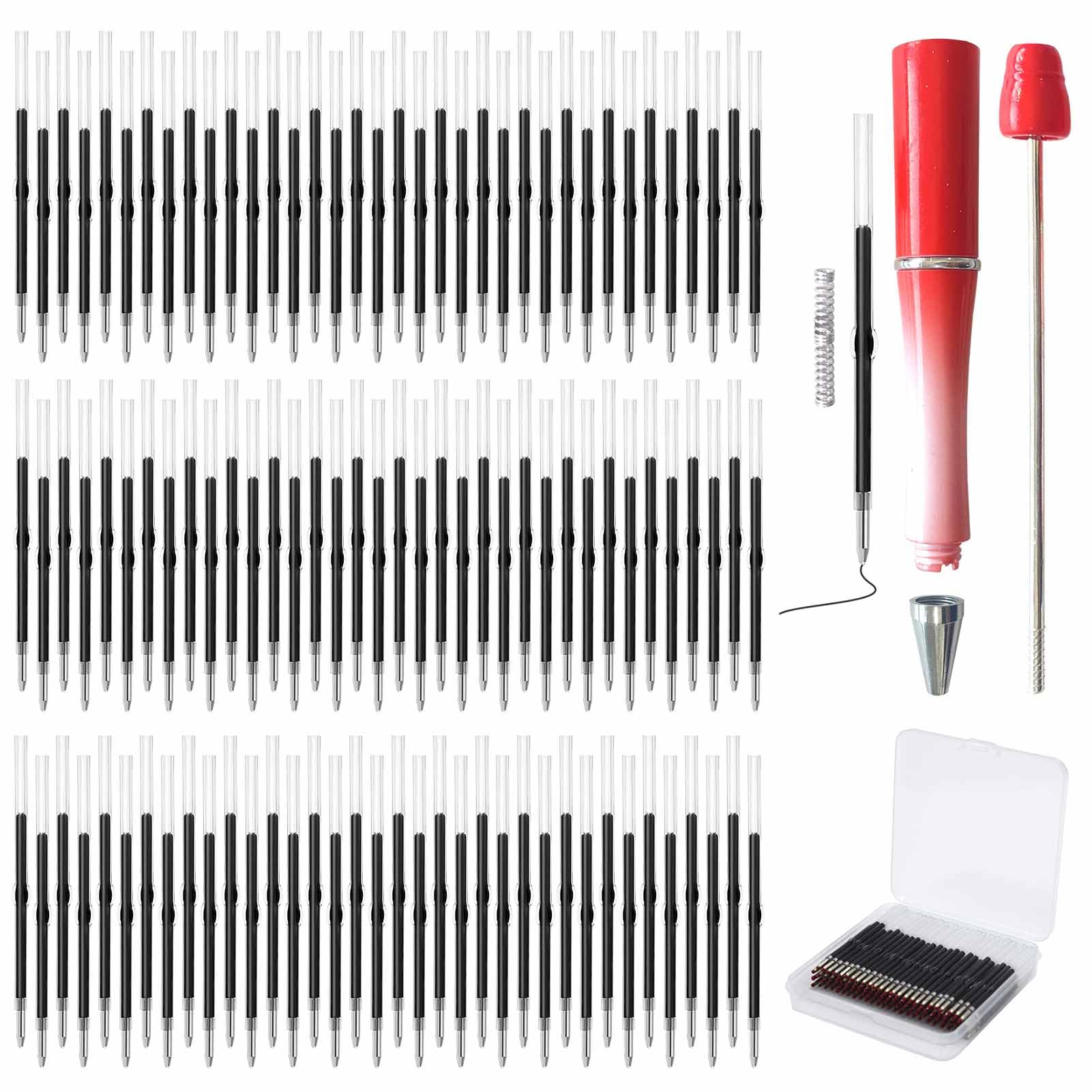Photo 1 of 100 Pack Beadable Pens Refills Bulk - Black Ink Ballpoint Pen Refill, Smooth Writing Ink Refills for DIY Pen Making, Beaded Pens Supplies with Storage Box for DIY Lovers, Teachers