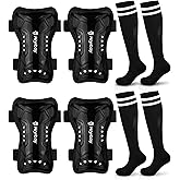 Hryrbay 2 Pairs Kids Soccer Shin Guards and Socks Set Toddler Shin Pads Protective Gear for Boys Girls Ages 3-15, Perfect for Play Training or Games Inspired by The World Cup
