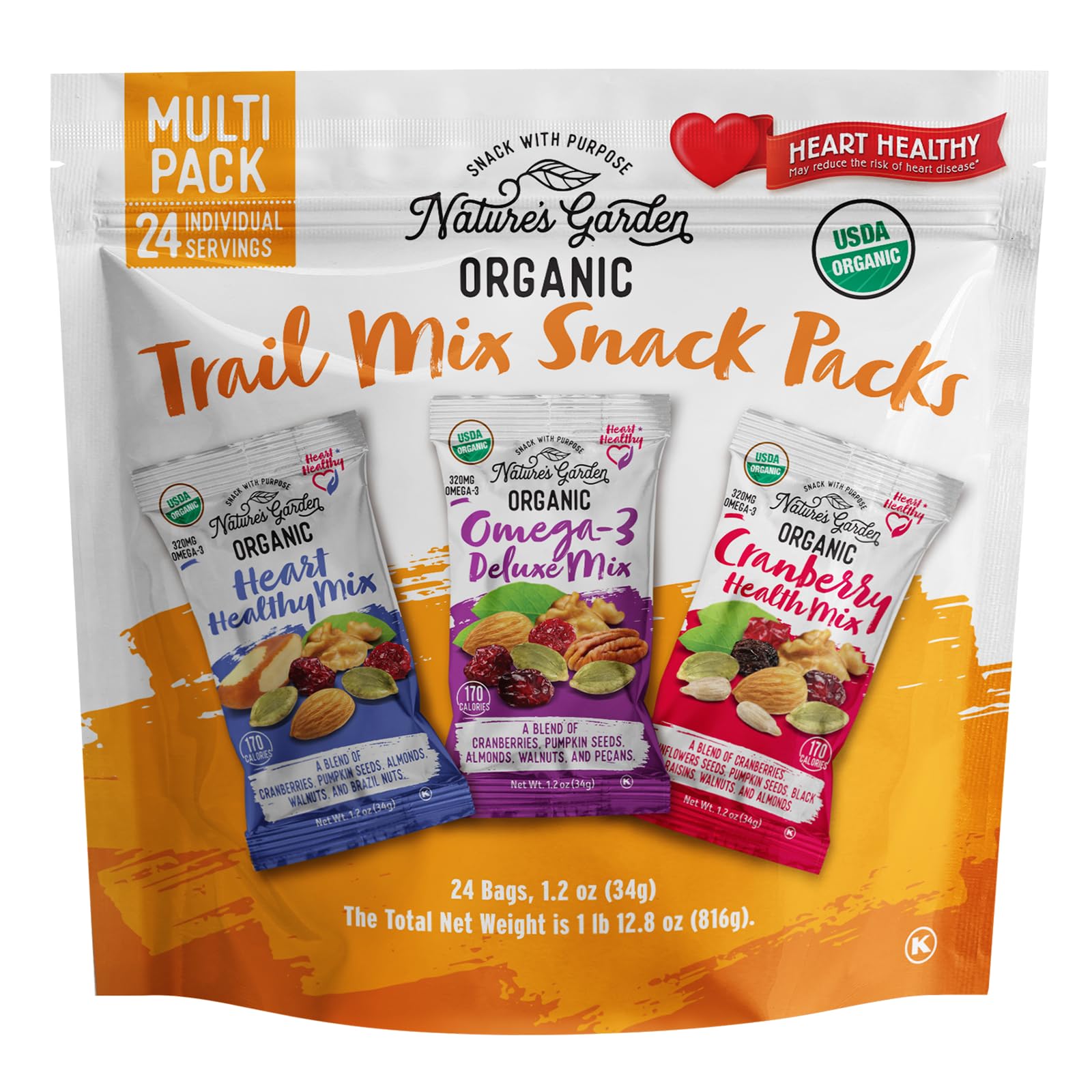 Nature's Garden Organic Trail Mix Snack, Multi Pack