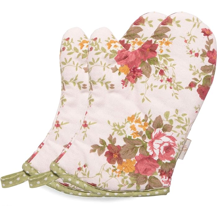 NEOVIVA Cute Oven Mitts for Kids in Play Kitchen, Little Chef Oven Mitts for Funny Easy Bake Oven, Floral Quartz Pink