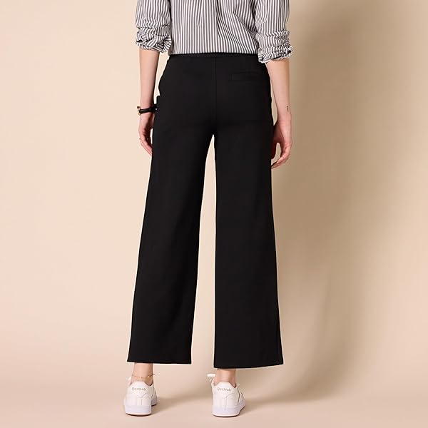 AMAZON ESSENTIALS WOMEN’S DRESSY CROPPED WIDE LEG PULL-ON PANTS, BLACK, X-LARGE