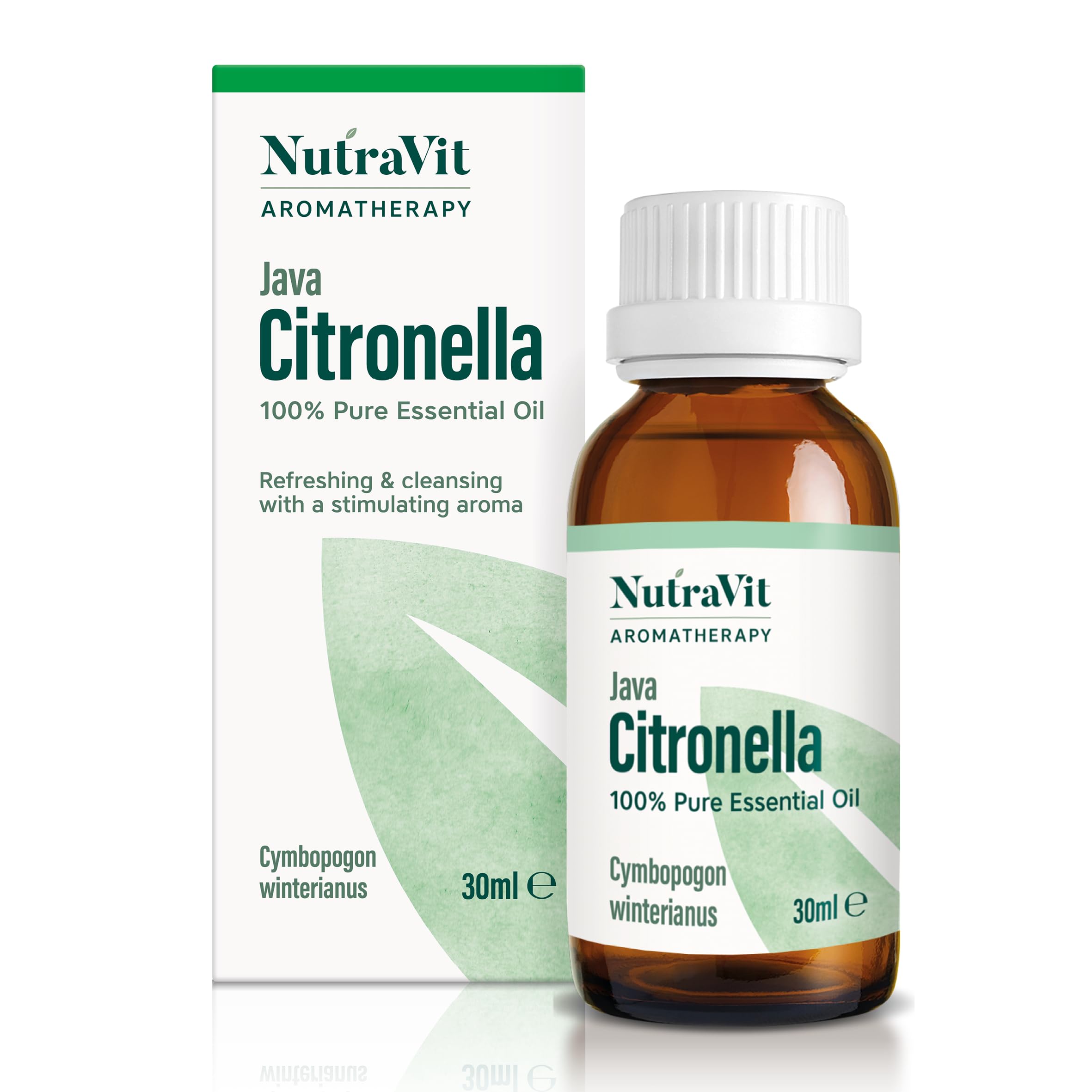 NutraVit - Java Citronella Oil | 100% Pure Citronella Essential Oil - 30ml - Therapeutic Grade Aromatherapy Oil - Diffuser, Humidifier, Oil Burner, Insect Repellent & Candle Making