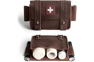 Hide & Drink Full Grain Leather First Aid Bag, Empty Medical Kit Organizer for Travel & Home, Compact Container Storage, Larg