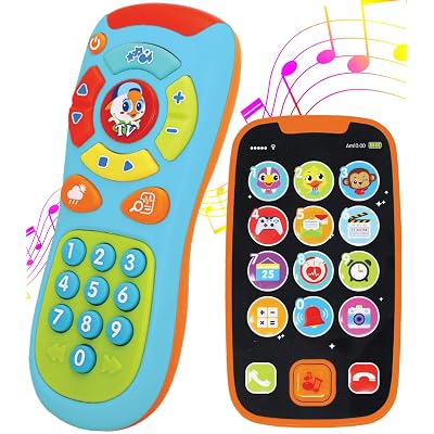 My Learning Remote and Phone Bundle with Music, Fun, Smartphone Toys for Baby, Infants, Kids, Boys or Girls Birthday Gifts, Holiday Stocking Stuffers Present