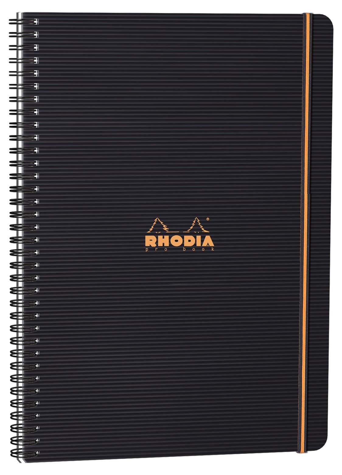 RHODIA 119930C - Spiral Notebook (Full Bound) Probook Black A4+|Small Squares|160 Detachable Perf. 4 Holes|Clairefontaine Paper 90g - Polypro Cover (Plastic) Rhodiactive