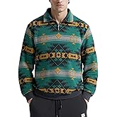 ZAFUL Men’s Retro Geometric Aztec Polar Fleece Sweatshirt – Quarter Zip Pullover with Fuzzy Contrast and Kangaroo Pocket