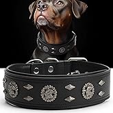 LOIIHEII Premium Leather Dog Collar for Large Dogs - 2-Inch Wide Adjustable Soft Handmade Heavy Duty Collar for Giant Breeds, Durable &amp; Comfortable - Black