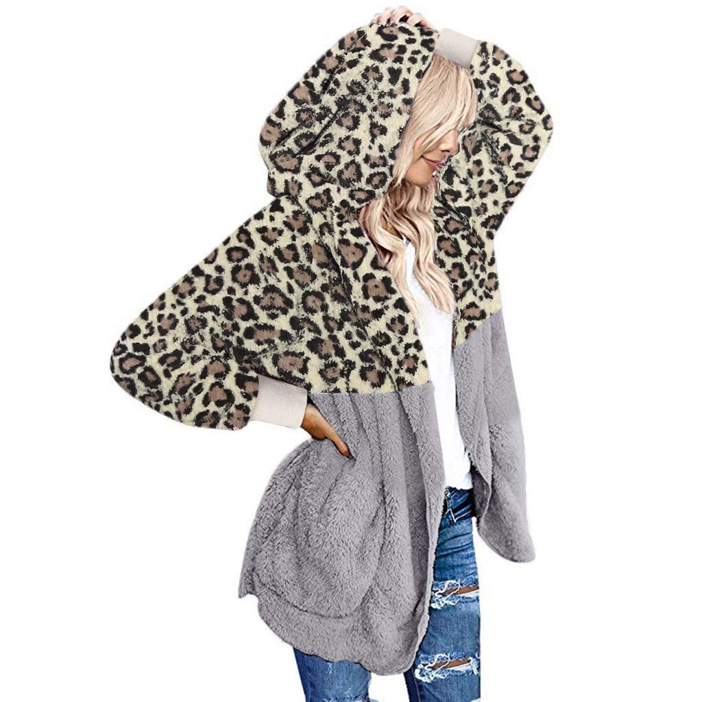 leopard print hooded cardigan