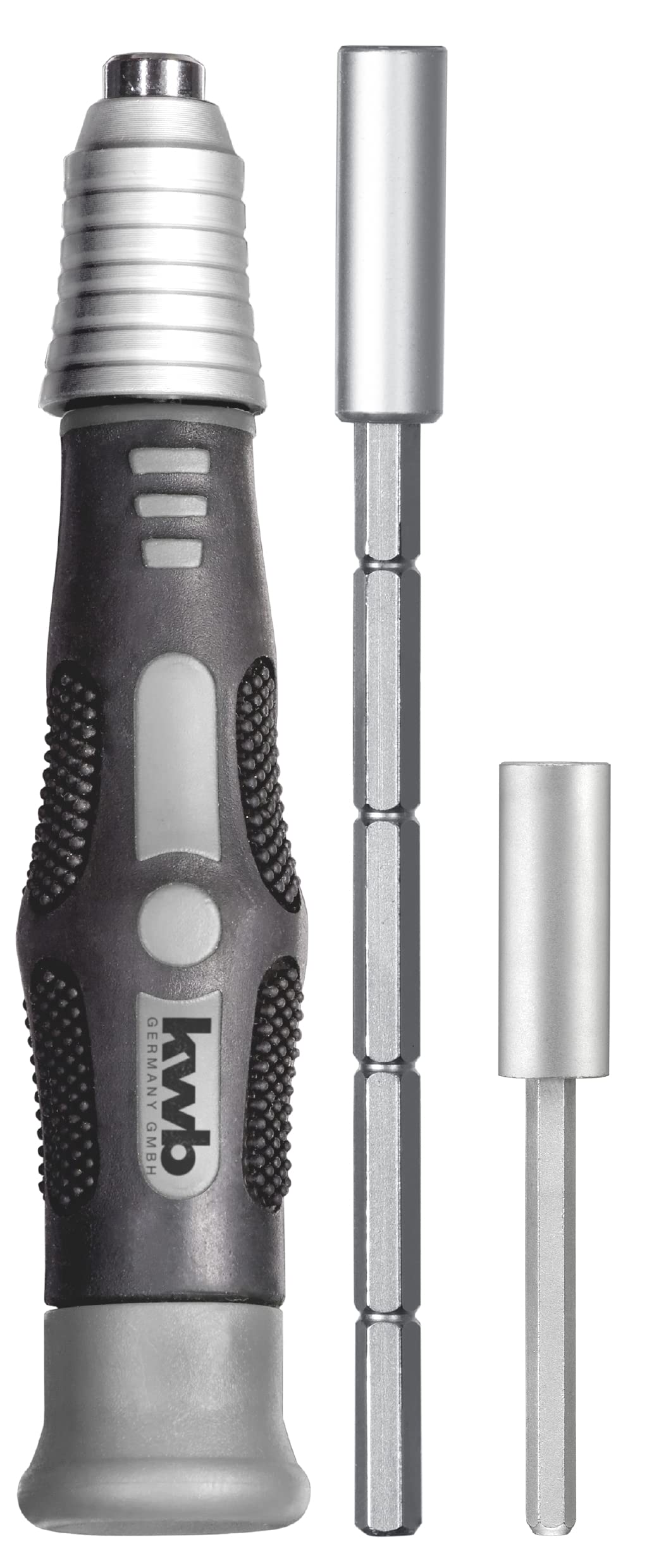 kwb Micro Bit Holder - 3 Piece Set Includes 2 x Extensions for 4mm Micro Bits and Bits with Shaft with C Magnetic Holder